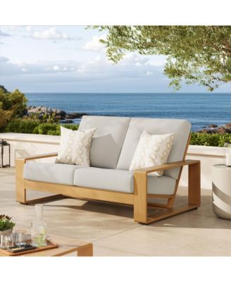 Lirienne Outdoor Patio Aluminum Faux Wood Loveseat