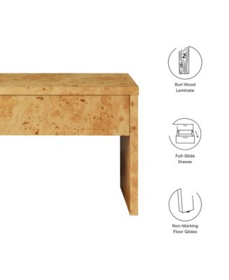 Hudson 1-Drawer Burl Wood Nightstand