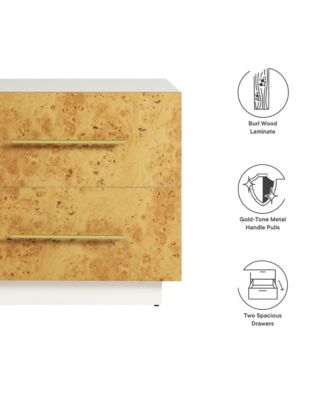 Abel 2-Drawer Burl Wood Nightstand