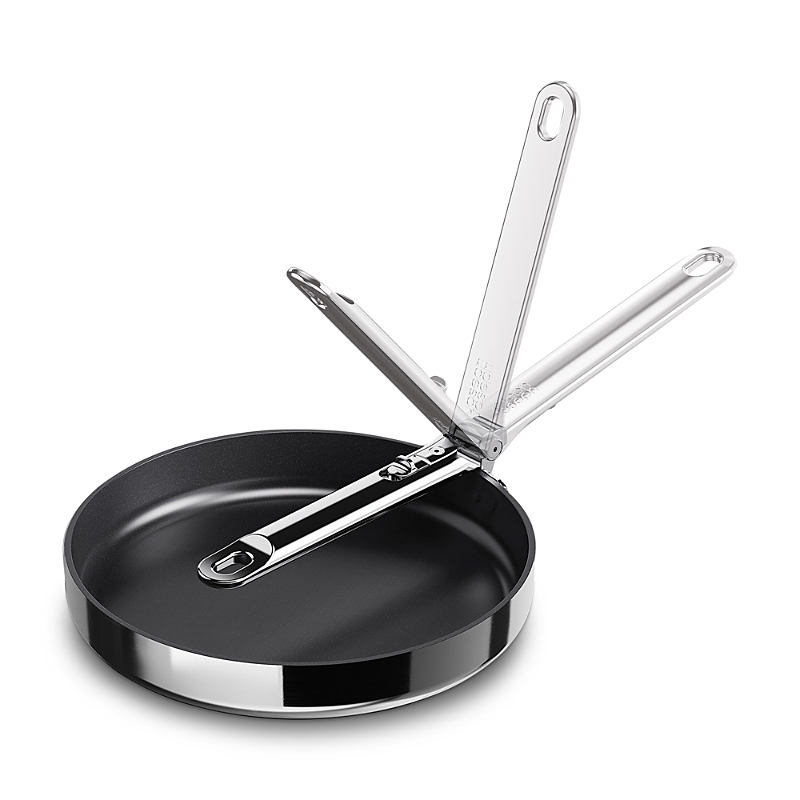 Joseph Joseph Space Steel 9.5 Ceramic Nonstick Frying Pan With Folding Handle In Silver