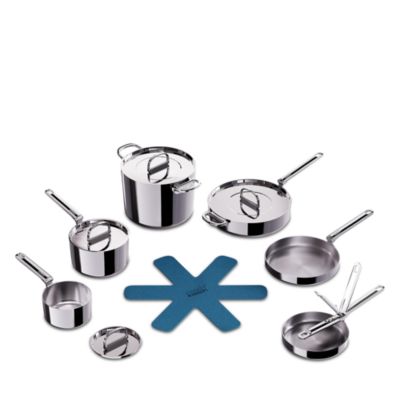 Space Steel 10 Piece Stainless Steel Cookware Set with Folding Handles