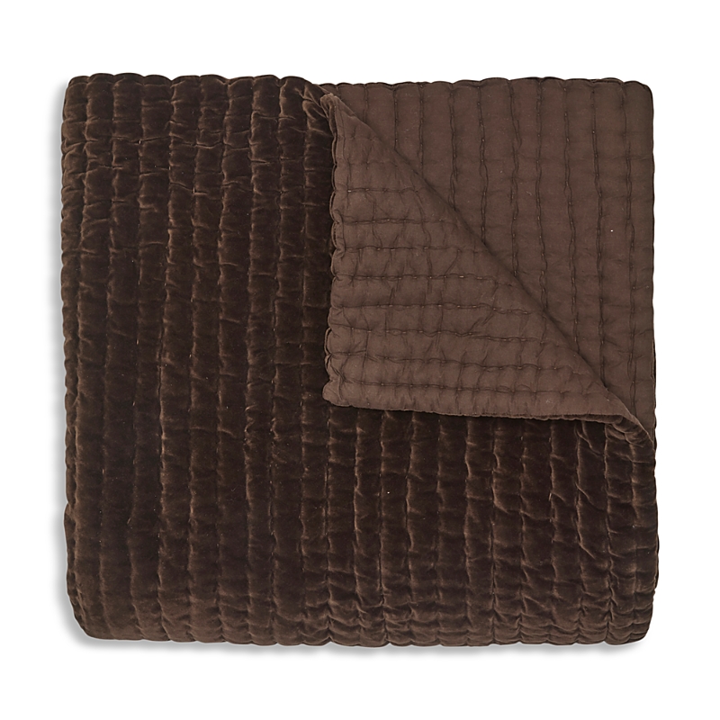 John Robshaw Velvet Quilted Coverlet, Queen In Brown