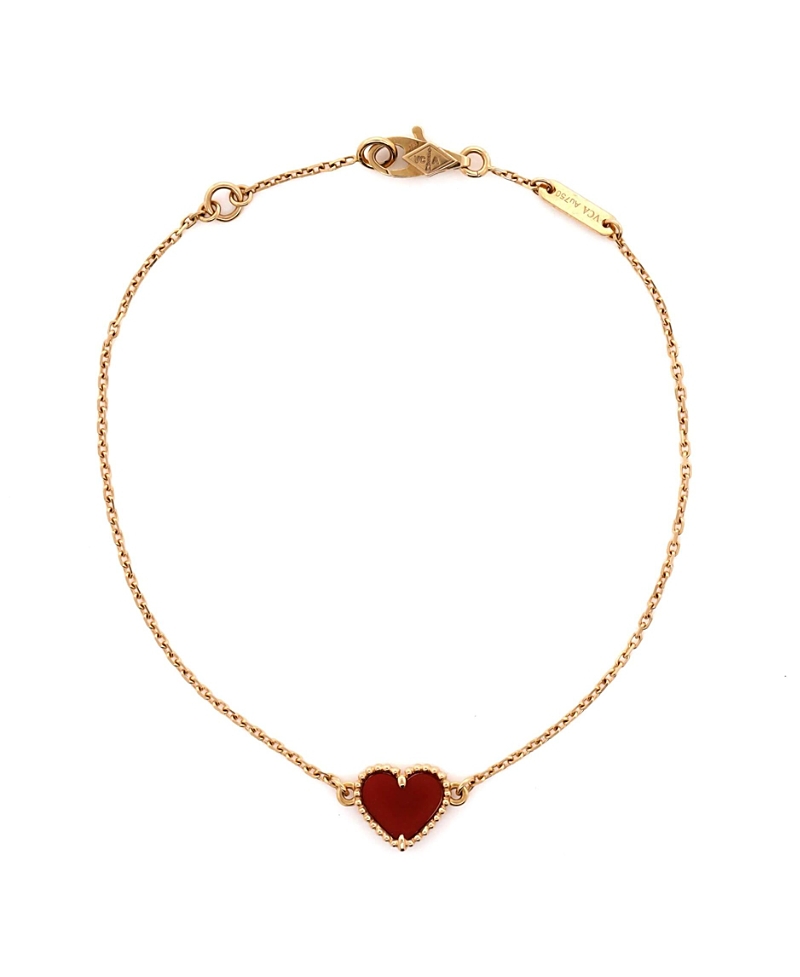 Pre-owned Pre-owned Van Cleef & Arpels  Van Cleef & Arpels Sweet Alhambra Heart Bracelet 18k Rose Gold With Carnelian