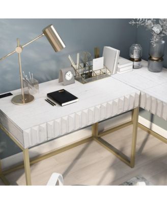 Prelli Steel Base Adjustable Lift Top L-Shaped Writing Desk with USB Ports and Outlets