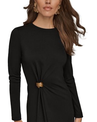 Ruched Hardware Trim Dress
