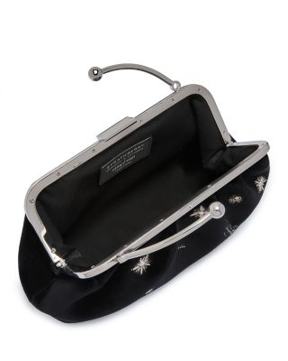 x Cinq &agrave; Sept Frame Black Velvet Clutch