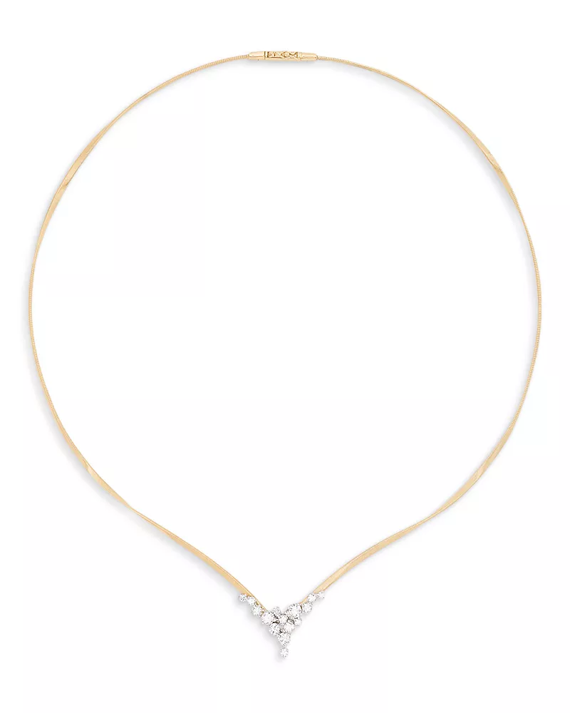 Marco Bicego 18K Yellow Gold Marrakech Diamond V Cluster Collar Necklace, 16.5