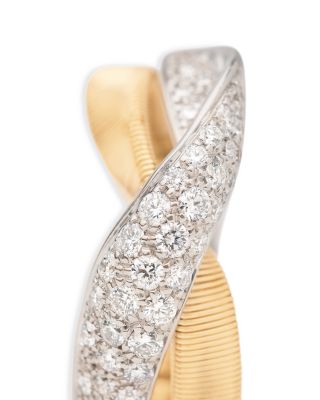 Two Strand Diamond Crossover Ring in 18K White & Yellow Gold, 0.56 tcw 