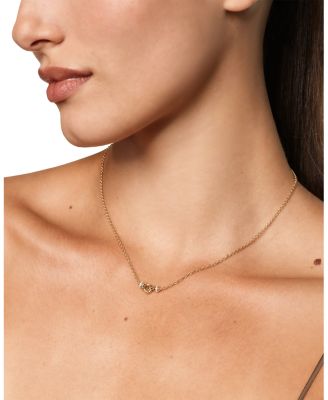 Petite Buckle Necklace in 18K Yellow Gold with Diamonds, 16.2mm