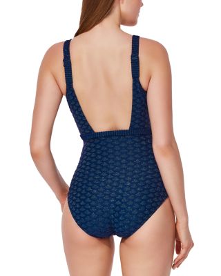 Textured Surplice One Piece Swimsuit