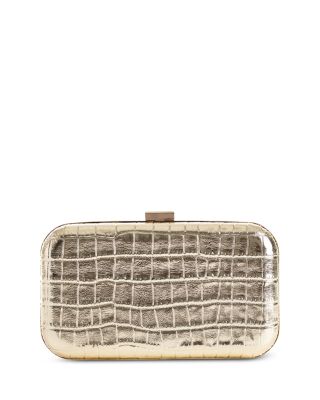 Rose Croc Embossed Leather Clutch