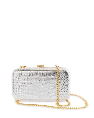Rose Croc Embossed Leather Clutch