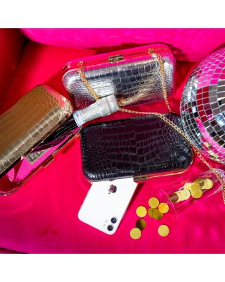 Rose Croc Embossed Leather Clutch