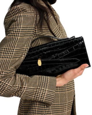 Dash Croc Embossed Leather Clutch