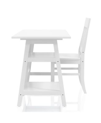 Salina Solid Wood 2-Shelf Writing Desk with Chair