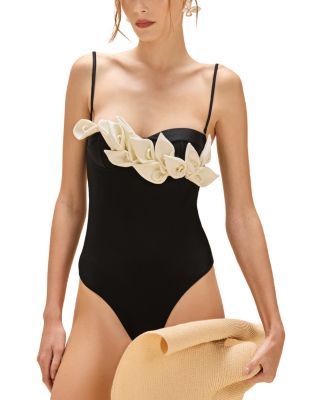 Selene Flower Appliqu&eacute; One Piece Swimsuit