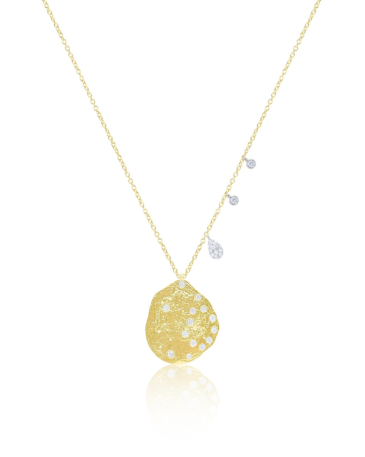 Sterling Silver & 14K Yellow Gold-Plated Diamond Nugget Pendant Necklace, 16-18"
