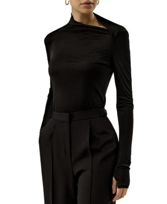 Slim Fitted Silk Jersey Long Sleeve Top