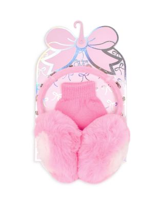 Girls' Heart Faux Fur Earmuffs & Gloves Set - Big Kid