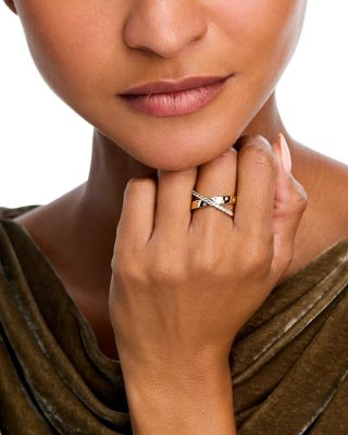 Diamond Crossover Ring in 14K Yellow Gold, 0.33 tcw