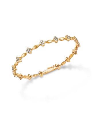 Diamond Clover Station Bracelet in 14K Yellow Gold, 1.0 tcw