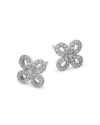 Diamond Micro-Pav&eacute; Flower Stud Earrings in 14K White Gold, 0.25 tcw