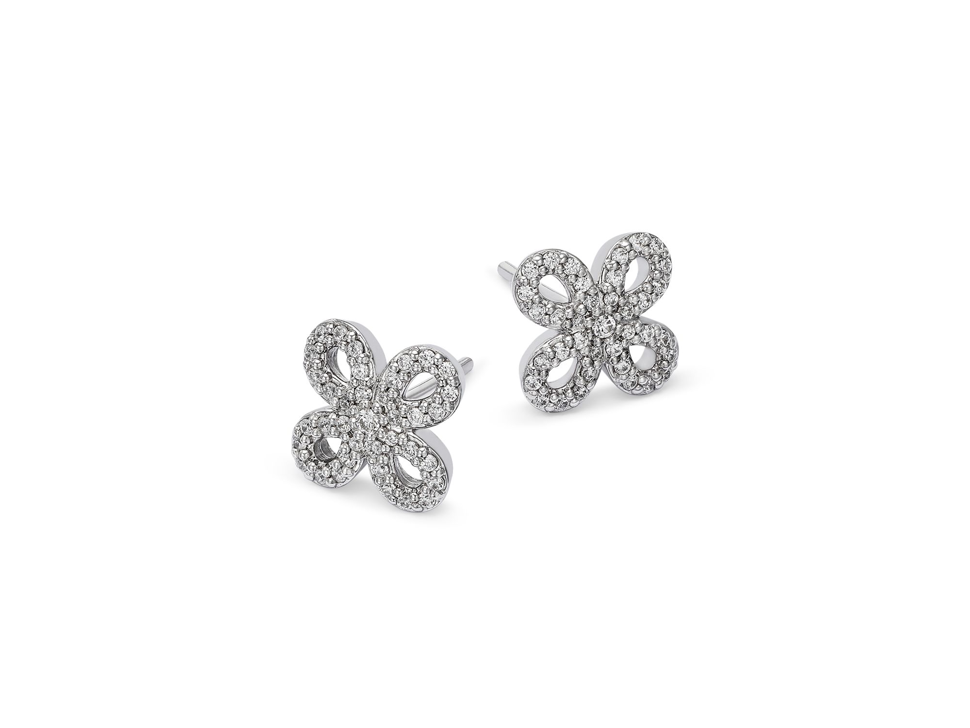 Diamond Micro-Pavé Flower Stud Earrings in 14K , 0.25 tcw — Image 3
