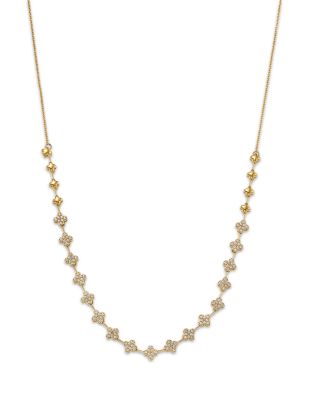 Diamond Clover Cluster Collar Necklace in 14K Yellow Gold, 0.50 tcw