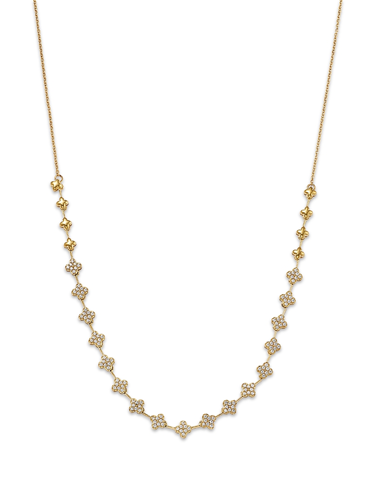 Bloomingdale's Fine Collection Diamond Clover Cluster Collar Necklace In 14k Yellow Gold, 0.50 Tcw In Gold