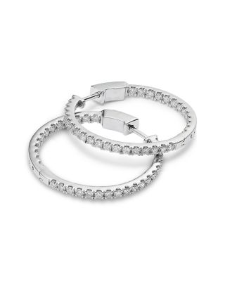 Luxe Collection Certified Lab Grown Diamond Inside Out Hoop Earrings in 14K White Gold, 1.50 tcw