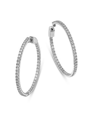 Luxe Collection Certified Lab Grown Diamond Inside Out Hoop Earrings in 14K White Gold, 2.50 tcw
