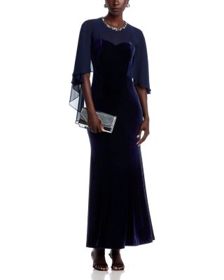 Embellished Neck Cape Mermaid Gown