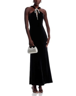 Bow Front Stretch Velvet Gown