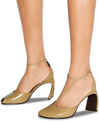 Women's Peep Toe T Strap Pumps