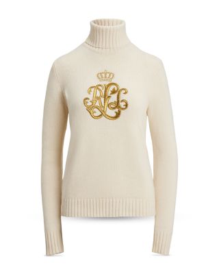 Embroidered Logo Wool Blend Turtleneck