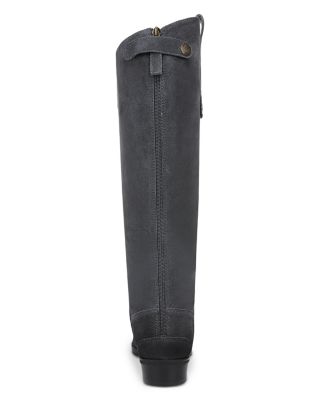 Women's Penny Round Toe Leather Low-Heel Riding Boots