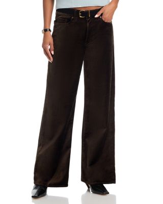 Le Slim Palazzo High Rise Velveteen Jeans in Dark Clove