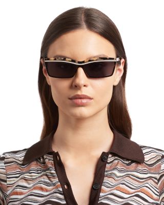 Solid Rectangular Sunglasses, 63mm