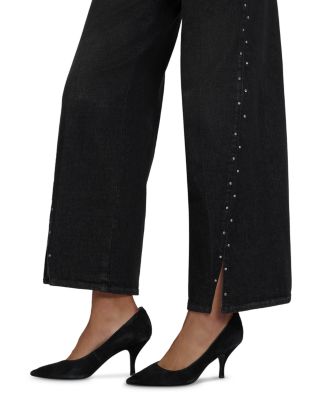 Teresa High Rise Rhinestone Wide Leg Jeans in French Nightfall