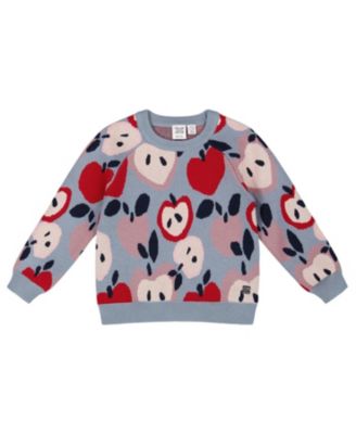 Girls' Knit Sweater with Apple Heart Jacquard - Little Kid
