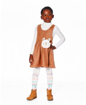 Girls' Stretch Suede Effect Jumper with Llama Bag - Little Kid
