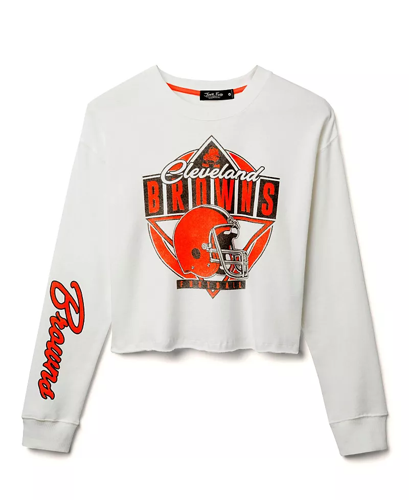 Junk Food Clothing Women's Nfl Cleveland Browns Helmet Crop Fleece