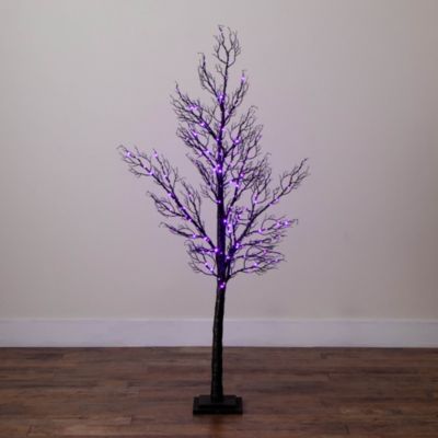 5' Pre-Lit Halloween Minimalist Twig Artificial Fall Tree with 240 Orange & Purple LED Lights