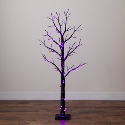 5' Pre-Lit Artificial Halloween Twig Tree with 360 Orange & Purple LED Lights