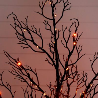 4' Pre-Lit Halloween Minimalist Twig Artificial Fall Tree with 160 Orange & Purple LED Lights