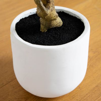 4&#39; Artificial Lush Fiddle Leaf Tree in Decorative White Planter