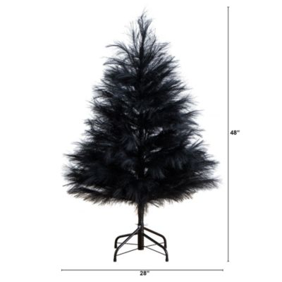 4' Artificial Halloween Black Pampas Grass Christmas Tree
