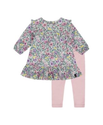  Girls' Printed Muslin Dress and Solid Leggings Set - Baby