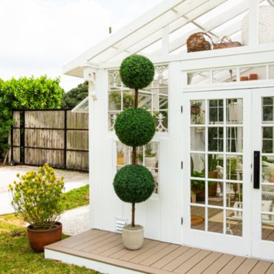 8' UV Resistant Artificial Triple Ball Boxwood Topiary Tree 