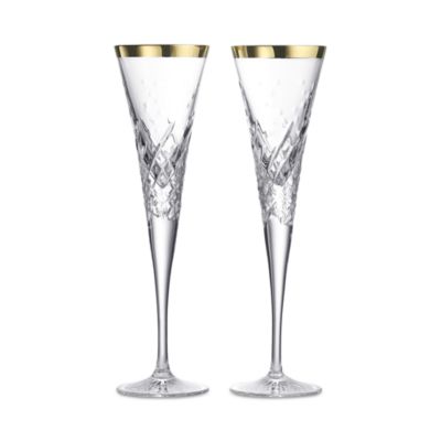 Celebrations Gilded Crystal Toasting Flute, Set of 2 